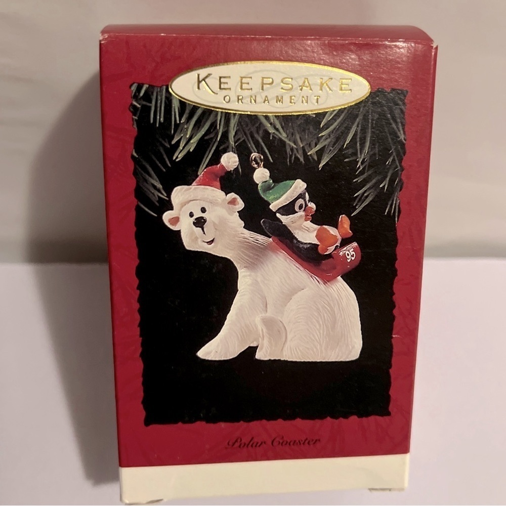 Hallmark Keepsake Ornament Polar Coaster 1995 New Polar Bear Penguin Snow Sled